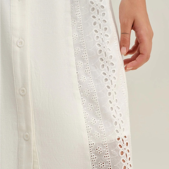 White Square Neck Button Slip Midi Dress - Picture 5 of 6